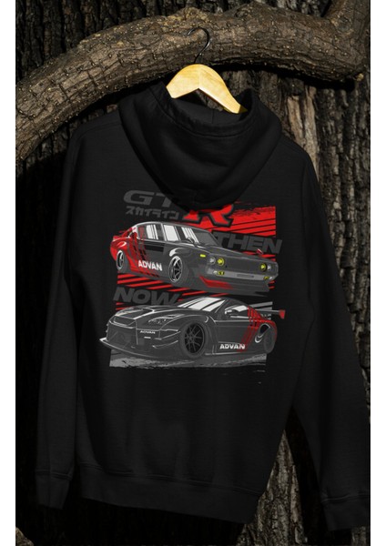 Oversize Nis-San Gtr Sırt Baskılı Kapüşonlu Sweatshirt, Unisex Yarış Araba Temalı Hoodie modelleri