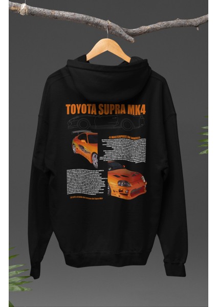 Oversize Supra Mk4 Sırt Baskılı Kapüşonlu Sweatshirt, Unisex Yarış Araba Temalı Hoodie modelleri