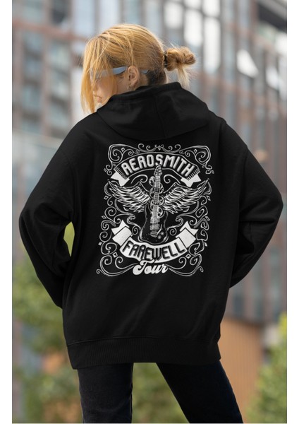 Unisex Aerosmith Tour Sırt Baskılı Kapüşonlu Sweatshirt, Oversize Rock Band Baskılı Hoodie modelleri