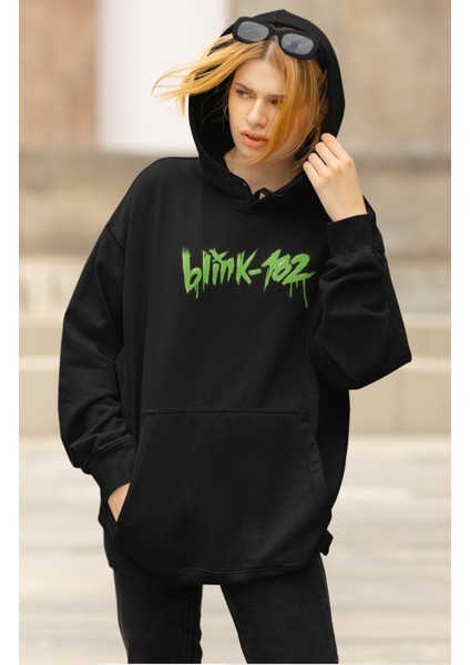 Unisex Blink 182 Green Sırt Baskılı Kapüşonlu Sweatshirt, Oversize Rock Band Baskılı Hoodie fiyatları