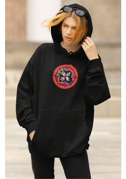 Unisex Rock And Roll Kiss Sırt Baskılı Kapüşonlu Sweatshirt, Oversize Rock Band Baskılı Hoodie fiyatları