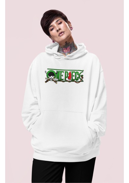 Oversize Roronoa Zoro Sırt Baskılı Kapüşonlu Sweatshirt, Unisex One Piece Anime Baskılı Hoodie