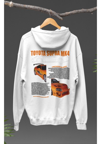 Oversize Supra Mk4 Sırt Baskılı Kapüşonlu Sweatshirt, Unisex Yarış Araba Temalı Hoodie modelleri