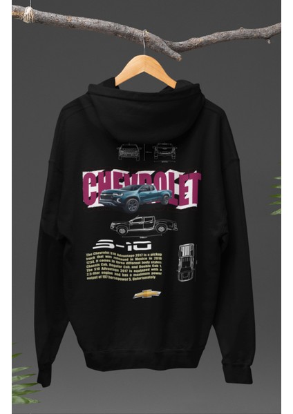 Oversize S-10 Sırt Baskılı Kapüşonlu Sweatshirt, Unisex Klasik Araba Temalı Hoodie modelleri