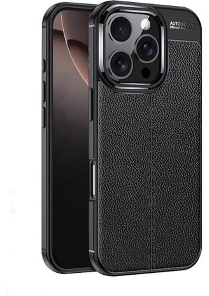 Apple iPhone 16 Pro Kılıf Niss Silikon Deri Görünümlü Siyah