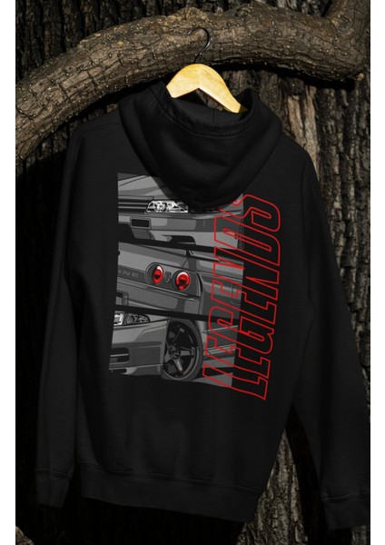 Oversize Nis San Skyline Legends Sırt Baskılı Kapüşonlu Sweatshirt, Unisex Yarış Araba Temalı Hoodie modelleri