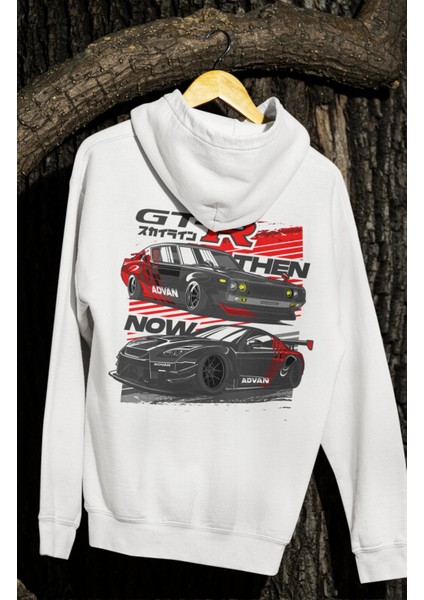 Oversize Nis-San Gtr Sırt Baskılı Kapüşonlu Sweatshirt, Unisex Yarış Araba Temalı Hoodie modelleri