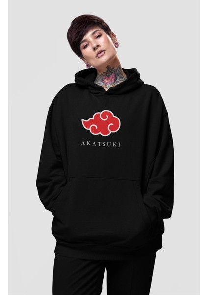 Oversize Naruto Akatsuki Sırt Baskılı Kapüşonlu Sweatshirt, Unisex Naruto Anime Baskılı Hoodie fiyatları