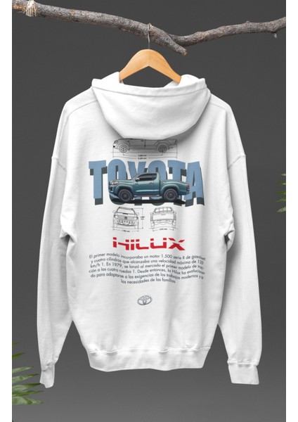 Oversize Hilux Kamyonet Sırt Baskılı Kapüşonlu Sweatshirt, Unisex Klasik Araba Temalı Hoodie modelleri