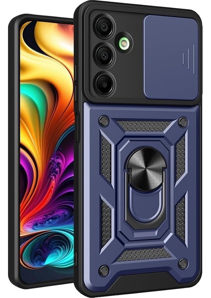 Samsung Galaxy A16 Kılıf Pars Sürgülü Vega Yüzüklü Sert Silikon Lacivert