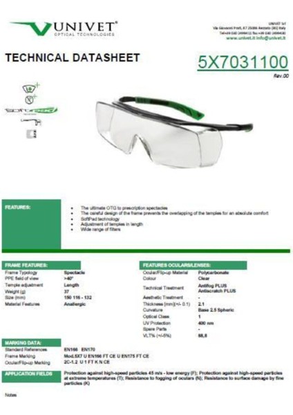 5x7.03.11.00 Buğulanmaz Koruyucu Gözlük Şeffaf 3 Adet Made In Italy. fiyatları