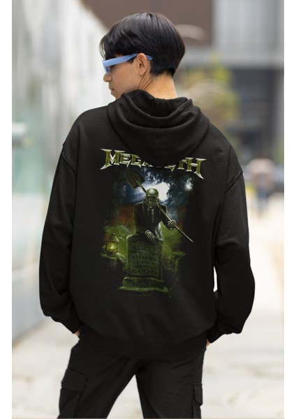 Unisex Killing Megadeth Sırt Baskılı Kapüşonlu Sweatshirt, Oversize Rock Band Baskılı Hoodie modelleri