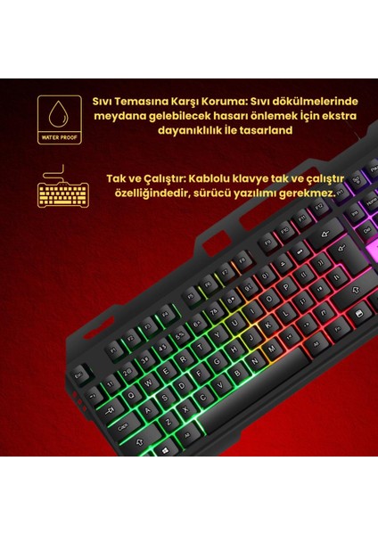 Metal Rgb Işıklı Kablolu Q Gaming Oyuncu Klavyesi Mekanik Klavye Su Geçirmez Toza Dayanıklı fiyatları