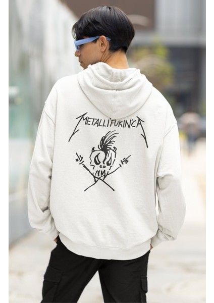 Unisex Funny Metallica Sırt Baskılı Kapüşonlu Sweatshirt, Oversize Rock Metal Müzik Baskılı Hoodie modelleri