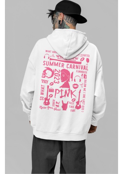 Unisex Get This Part Started Sırt Baskılı Kapüşonlu Sweatshirt, Oversize Pink Baskılı Hoodie