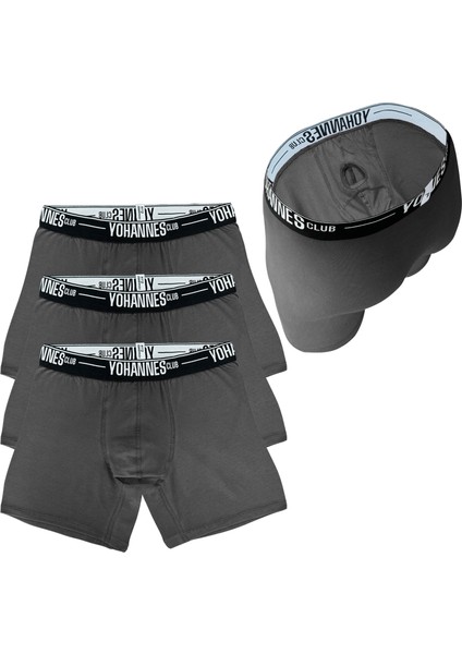 Yohannesclub,erkek, Özel Anatomik Pamuklu Boxer,3'lü, 3'lü Antrasit