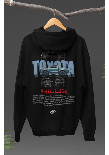 Oversize Hilux Kamyonet Sırt Baskılı Kapüşonlu Sweatshirt, Unisex Klasik Araba Temalı Hoodie modelleri