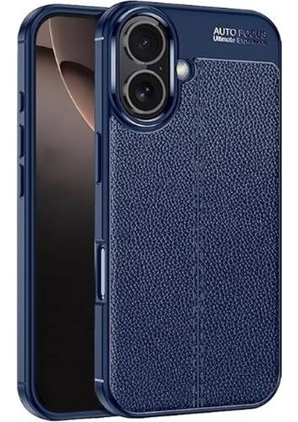 Apple iPhone 16 Kılıf Niss Silikon Deri Görünümlü Lacivert