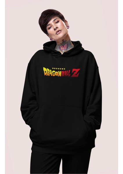 Oversize Dragon Ball Z Characters Sırt Baskılı Kapüşonlu Sweatshirt, Unisex Anime Baskılı Hoodie