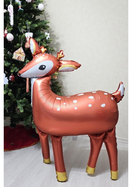 Büyük Geyik Folyo Balon Gold Detaylı Büyük Geyik Yılbaşı Balonu fiyatları