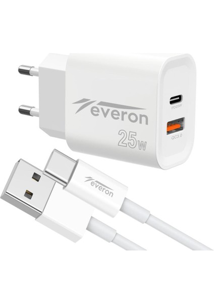 25W USB Typec Kablolu Şarj Cihazı EVR-023-C