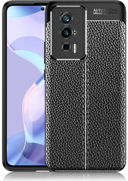 Xiaomi Poco F5 Pro Kılıf Niss Silikon Deri Görünümlü Siyah