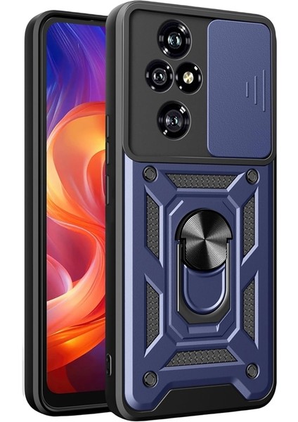Honor 200 Kılıf Pars Sürgülü Vega Yüzüklü Sert Silikon Lacivert