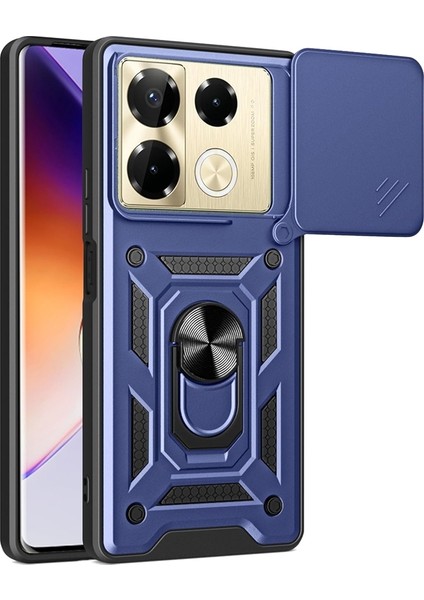 Infinix Note 40 Pro Kılıf Pars Sürgülü Vega Yüzüklü Sert Silikon Lacivert