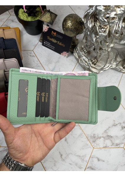 Bozuk Para Bölmeli Çıtçıtlı Şık Deri Su Yeşili Kadın Cüzdan 38718 fiyatları