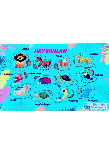 Eğitici Ahşap Oyuncak | Ahşap Yabani Hayvanlar Temalı Bul-Tak Puzzle