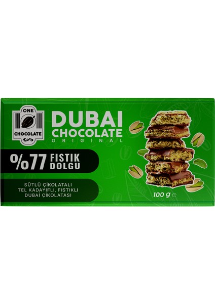 %77 Fıstık Oranlı Dubai Çikolatası 100gram