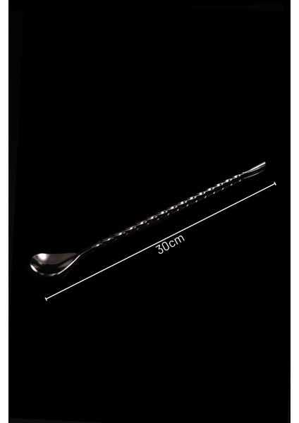 Parlak Siyah 30cm Paslanmaz Metal Bar Kaşığı