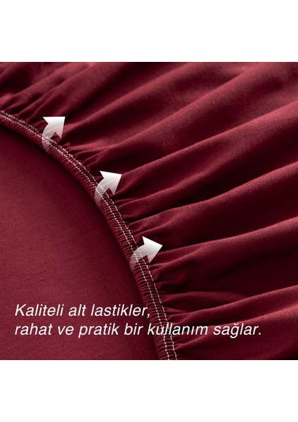 Ranforce Akfil Bordo Lastikli Çarşaf 2 Adet Yastık Kılıflı Çift Kişilik Çarşaf Seti 140x200 fırsatları
