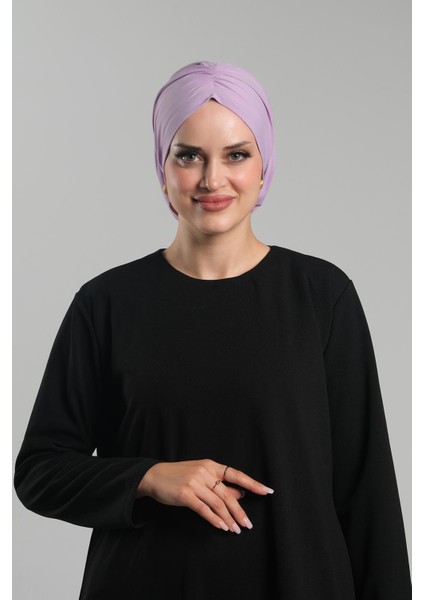 Lila Pratik Hazır Geçmeli Tesettür Bone Sandy Büzgülü Salaş 2119_28
