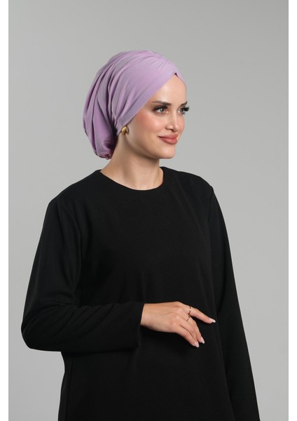 Lila Pratik Hazır Geçmeli Tesettür Bone Sandy Büzgülü Salaş 2119_28 fiyatları
