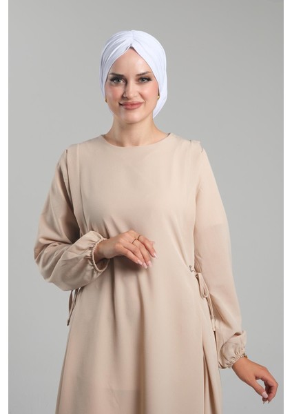 Beyaz Pratik Hazır Geçmeli Tesettür Bone Sandy Büzgülü Salaş 2119_42 fiyatları