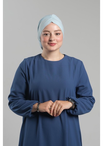 Bebe Mavisi Pratik Hazır Geçmeli Tesettür Bone Sandy Büzgülü Salaş 2119_11