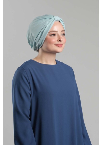 Bebe Mavisi Pratik Hazır Geçmeli Tesettür Bone Sandy Pileli Salaş 2121_11 modelleri