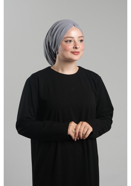 Gri Pratik Hazır Geçmeli Tesettür Bone Sandy Büzgülü Salaş 2119_15 fiyatları