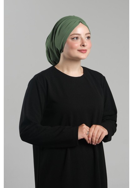 Yağ Yeşili Pratik Hazır Geçmeli Tesettür Bone Sandy Büzgülü Salaş 2119_36 fiyatları