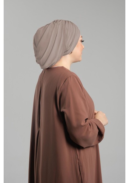 Sütlü Kahve Pratik Hazır Geçmeli Tesettür Bone Sandy Büzgülü Salaş 2119_26 modelleri