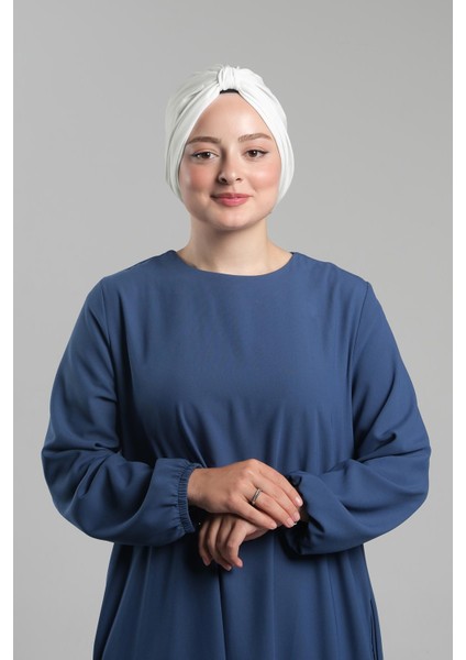 Krem Pratik Hazır Geçmeli Tesettür Bone Sandy Pileli Salaş 2121_40 modelleri