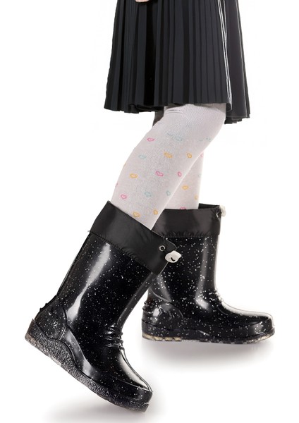 Savana Su Geçirmez Kız Çocuk Yağmur Çizmesi Siyah - Beyaz fırsatları