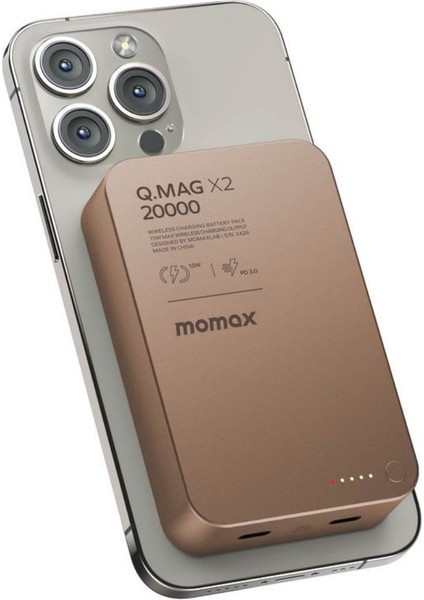 Q Mag X2 20000 Mah Magsafe Powerbank Kablosuz Powerbank Desert Titanium