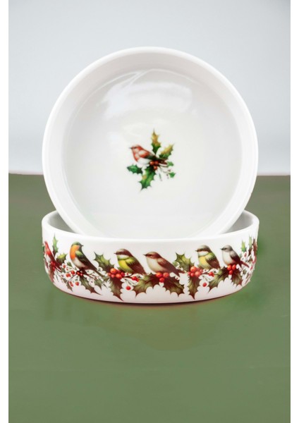 Christmas Birds 2 Adet Porselen Kase