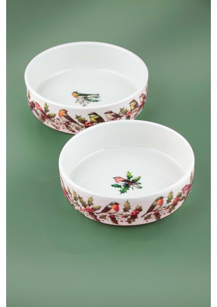 Christmas Birds 2 Adet Porselen Kase