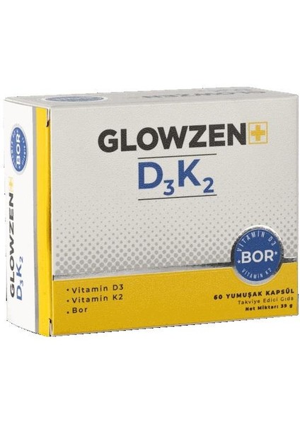 Glowzen+ D3 K2 Bor 60 Kapsül