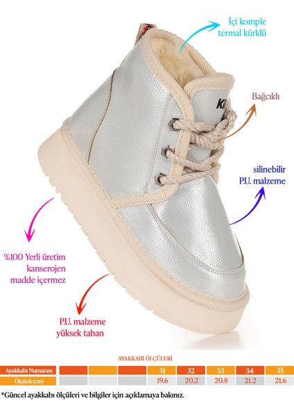 Buck Cilt Bağcıklı Kız Çocuk Bot Ayakkabı Gümüş fiyatları