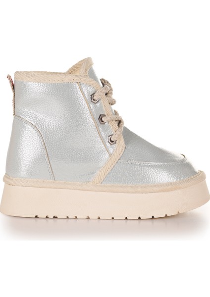 Buck Cilt Bağcıklı Kız Çocuk Bot Ayakkabı Gümüş modelleri