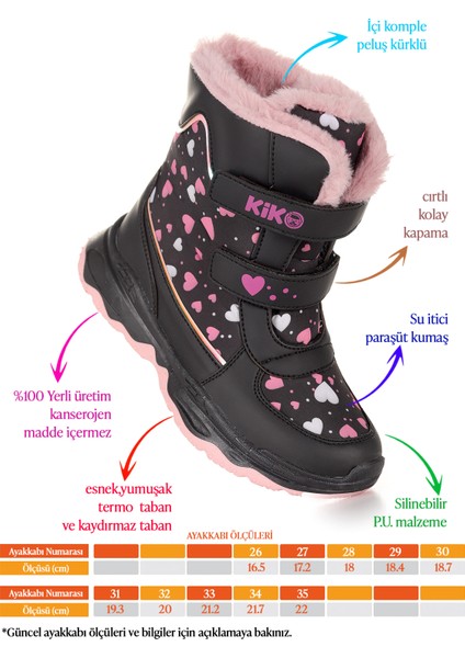 Kartanesi Cırtlı Kız Çocuk Kar Bot Soğuk Suya Dayanıklı Siyah fiyatları